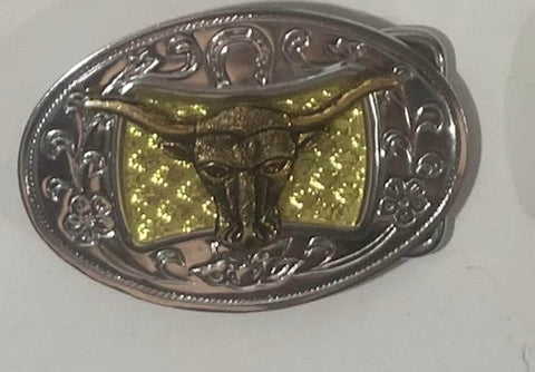 Vintage Metal Belt Buckle, Texas Longhorn Cow Steer, Nice Design, Standard Size, Heavy Duty, Quality, Thick Metal, For Belts, Fashion,