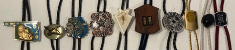 Vintage Lot of 10 Metal Bolo Ties, Nice Designs, Oklahoma, Letter H, Native, Arrowhead, Scorpion, More, Quality, Heavy Duty