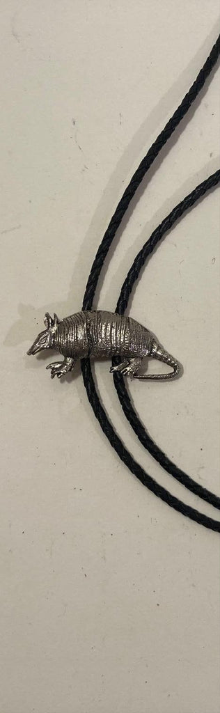 Vintage Metal Bolo Tie, Nice Silver Armadillo Design, Nature, Wildlife, Texas, Nice Design, 2" x 1", Quality, Heavy Duty