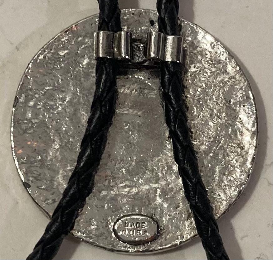 Vintage Metal Bolo Tie, Nice Silver With A Nice Horse Design Design, Nice Design, 1 3/4" x 1 3/4", Quality, Heavy Duty, Made in USA