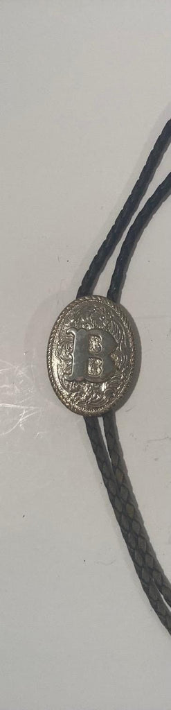 Vintage Metal Bolo Tie, Nice Silver and Brass, Letter B, Initial B Design, 1 3/4" x 1 1/4", Nice Design, Quality, Heavy Duty, Made in USA