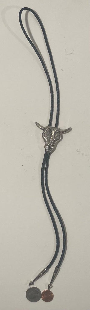 Vintage Metal Bolo Tie, Nice Cow Skull Bone, Bull, Steer, Nice Design, 2 1/4" x 2", Quality, Heavy Duty, Made in USA, Country