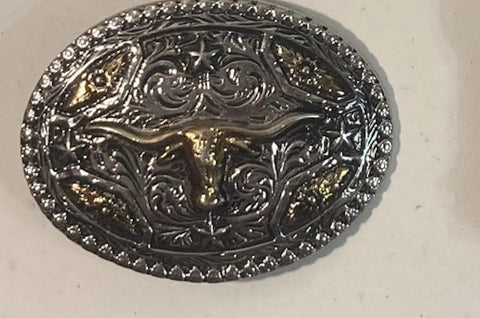 Vintage Metal Belt Buckle, Longhorn Skull, Standard Size, Heavy Duty, Quality, Thick Metal, For Belts, Fashion,