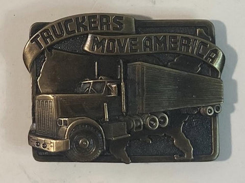 Vintage Metal Belt Buckle, Truckers Move America, Standard Size, Heavy Duty, Quality, Thick Metal, For Belts, Fashion,