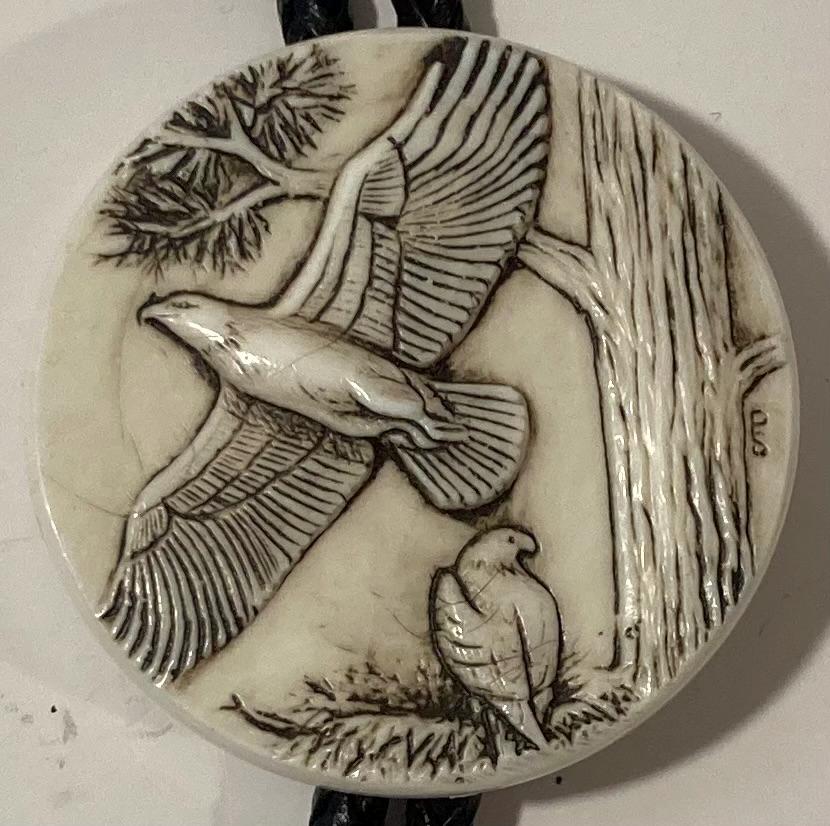 Vintage Metal Bolo Tie, Eagle, Bird, Nature, Nice Design, 1 1/2" x 1 1/2", Quality, Heavy Duty, Made in Canada, Country & Western