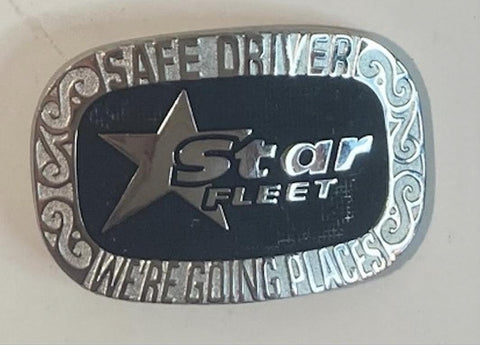 Vintage Metal Belt Buckle,Safe Driver, Star Fleet, Heavy Duty, Quality, Made in USA, For Belts, Fashion, Shelf Display,