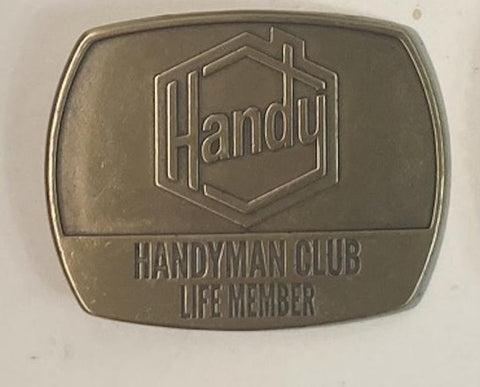 Vintage Metal Belt Buckle, Handyman Club Life Member, Heavy Duty, Quality, Made in USA, For Belts, Fashion