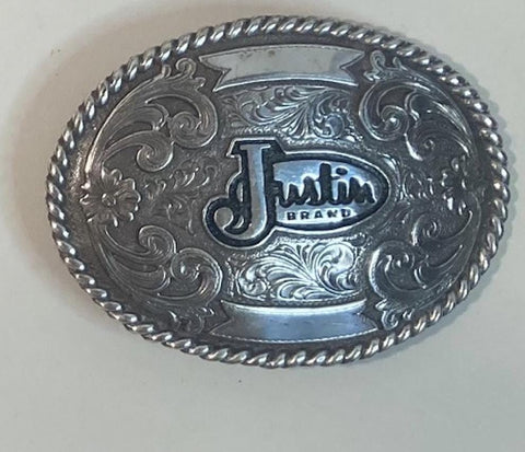 Vintage Metal Belt Buckle, Justin Brand, Heavy Duty, Quality, Made in USA, For Belts, Fashion