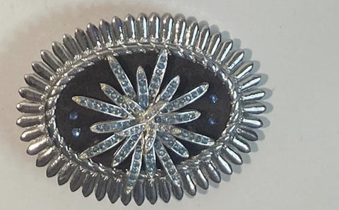 Vintage Metal Belt Buckle, Beaded Flower Belt,  Heavy Duty, Quality, Made in USA, For Belts, Fashion