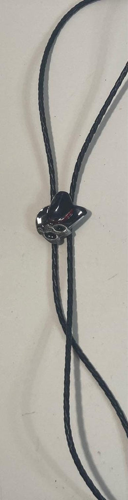 Vintage 1991 Metal Bolo Tie, Nice Black Enamel Cowboy Hat, Nice Western Design, 1 1/2" x 1 1/4", Quality, Heavy Duty, Made in USA, Country