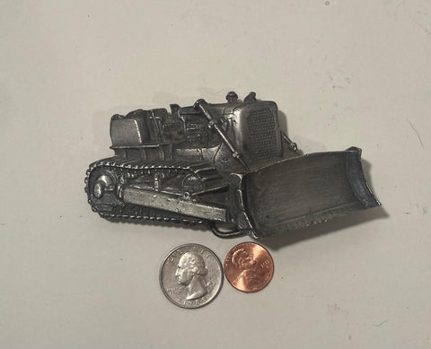 Vintage 1978 Metal Belt Buckle, Bulldozer, Heavy Equipment, Scraper, Ripper, AG, Nice Western Design, 4 1/2" x 2", Heavy Duty, Quality