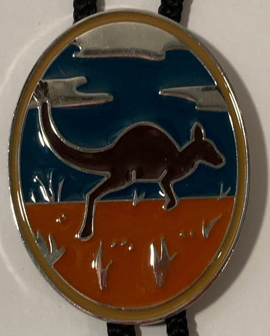 Vintage Metal Bolo Tie, Nice Kangaroo Design, Australia, Nature, Wildlife, Nice Design, 2" x 1 1/2", Quality, Heavy Duty