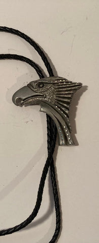 Vintage Metal Bolo Tie, Nice Eagle Head Design, Bird, Nature, Wildlife, Nice Design, 2 1/2" x 2 1/2", Quality, Heavy Duty