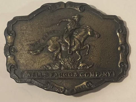 Vintage Metal Belt Buckle, Wells Fargo Company, Nice Design, Standard Size, Heavy Duty, Quality, Thick Metal, For Belts, Fashion, Shelf Disp