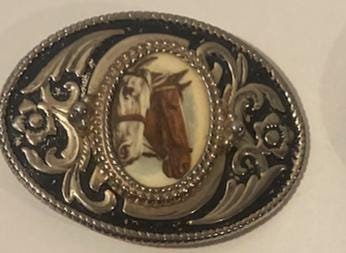 Vintage Metal Belt Buckle, Horse, Nice Design, Standard Size, Heavy Duty, Quality, Thick Metal, For Belts, Fashion, Shelf Display