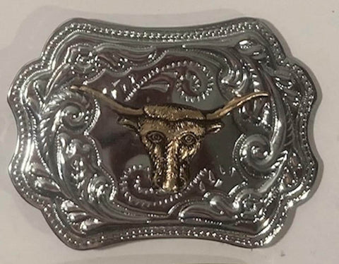 Vintage Metal Belt Buckle, Longhorn Steer Cowboys, Nice Design, Standard Size, Heavy Duty, Quality, Thick Metal, For Belts, Fashion,