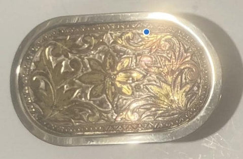 Vintage Metal Belt Buckle, Etched Floral, Nice Design, Standard Size, Heavy Duty, Quality, Thick Metal, For Belts, Fashion,