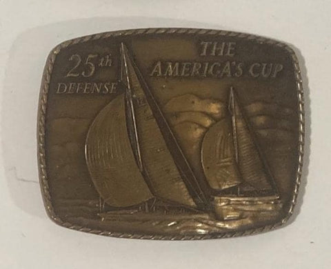 Vintage Metal Belt Buckle, 25th Defense The America's Cup, Nice Design, Standard Size, Heavy Duty, Quality, Thick Metal, For Belts, Fashion,