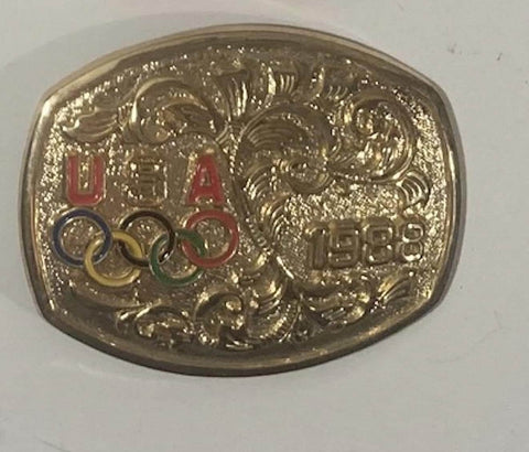 Vintage Metal Belt Buckle, 1988 USA Olympic, Nice Design, Standard Size, Heavy Duty, Quality, Thick Metal, For Belts, Fashion,