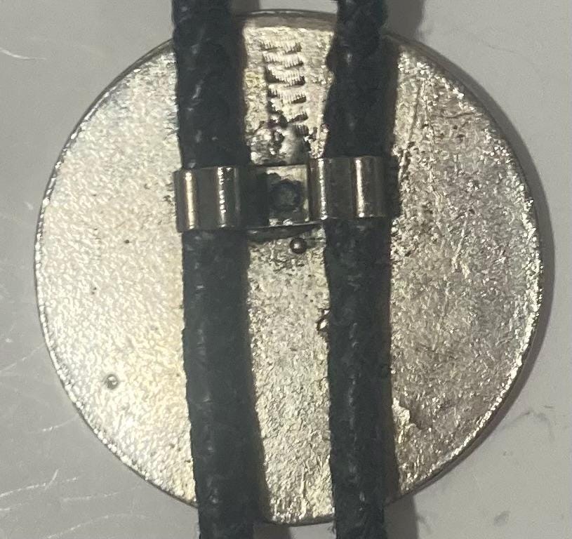 Vintage Metal Bolo Tie, Nice Five Cents, Buffalo, Bison, Coin, Nice Design, 1 3/4" x 1 3/4", Quality, Heavy Duty, Made in USA, Country