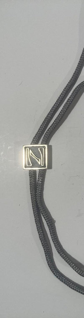 Vintage Metal Bolo Tie, Nice Silver and Black Letter N, Initial N, Nice Design, 1" x 1", Quality, Heavy Duty, Made in USA, Country