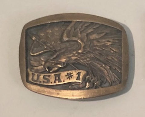 Vintage Metal Belt Buckle, USA #1, Nice Design, Standard Size, Heavy Duty, Quality, Thick Metal, For Belts, Fashion, Shelf Display,