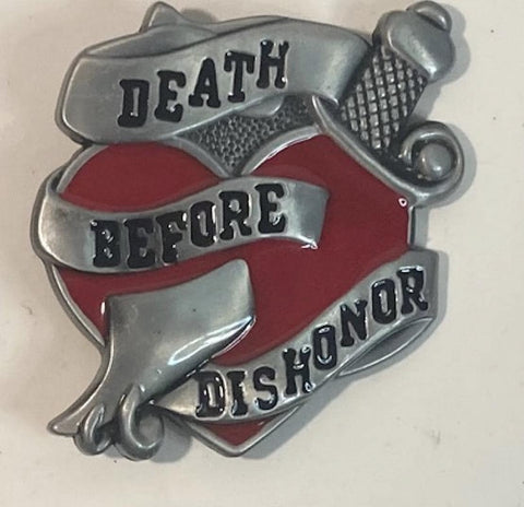 Vintage Metal Belt Buckle,Death Before Dishonor, Nice Design, Standard Size, Heavy Duty, Quality, Thick Metal, For Belts, Fashion,