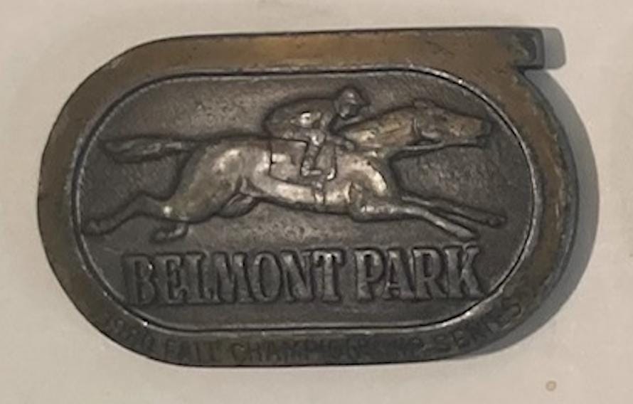 Vintage Metal Belt Buckle, Belmont Park, Heavy Duty, Quality, Made in USA, For Belts, Fashion