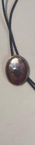 Vintage Metal Bolo Tie, Nice American Bald Eagle Under Thick Epoxy Resin Design, Nature, Wildlife, Nice Western Design