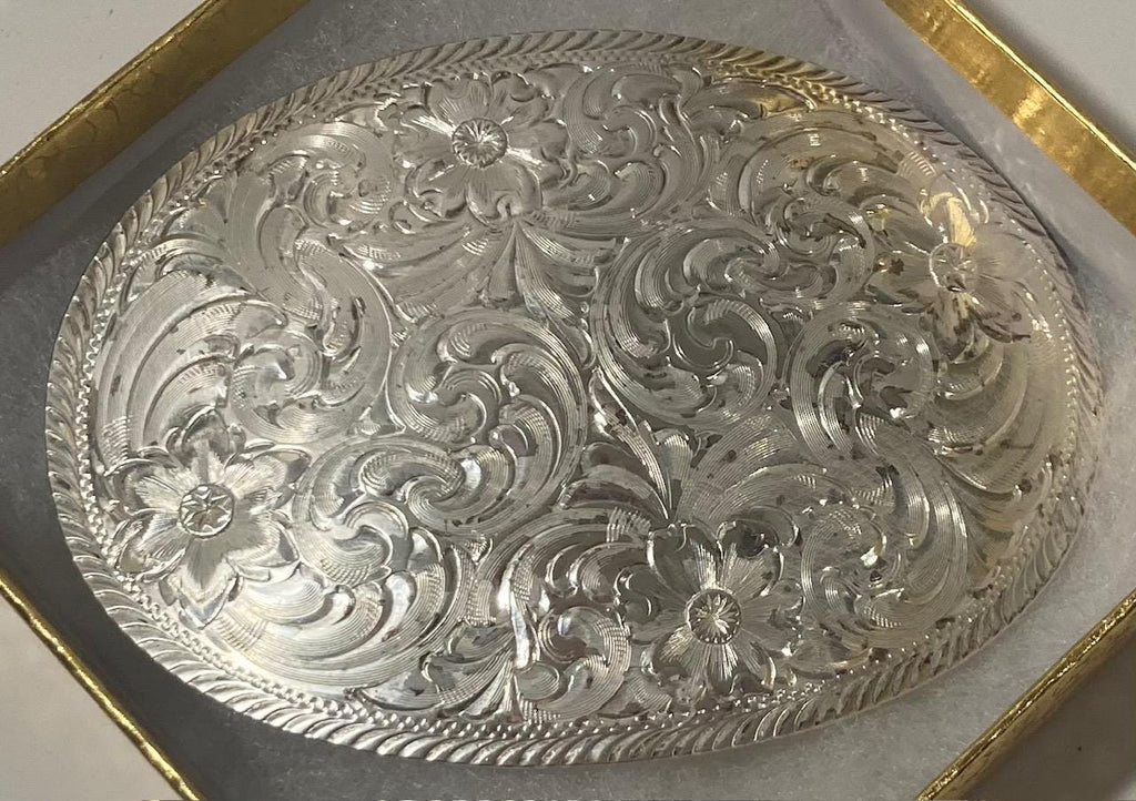 Vintage Metal Belt Buckle, Silver, Montana Silversmiths, Sunflower Design, Nice Design, 3 1/2" x 2 1/2", Heavy Duty, Quality, Thick Metal