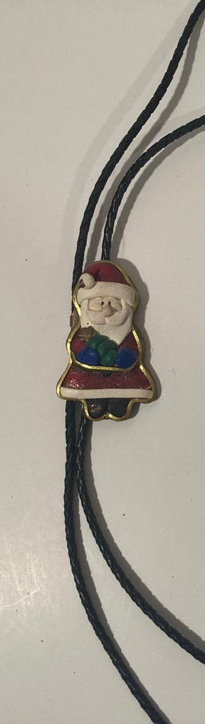 Vintage Metal Bolo Tie, Santa Claus Design, Christmas, Saint Nick, Nice Western Design, 3" x 1 3/4", Quality, Heavy Duty