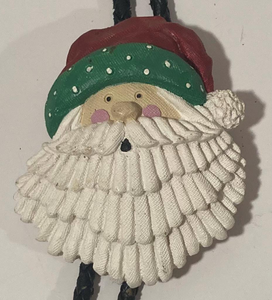 Vintage Metal Bolo Tie, Nice Santa Claus Face Design, Saint Nick, Christmas, Nice Western Design, 2 1/2" x 2", Quality