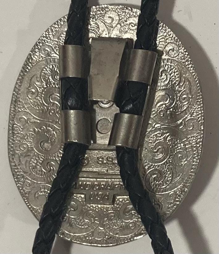 Vintage Metal Bolo Tie, Nice American Bald Eagle Design, Handcrafted, Nice Western Design, 2 1/4" x 1 3/4", Quality, Heavy Duty, Made in USA