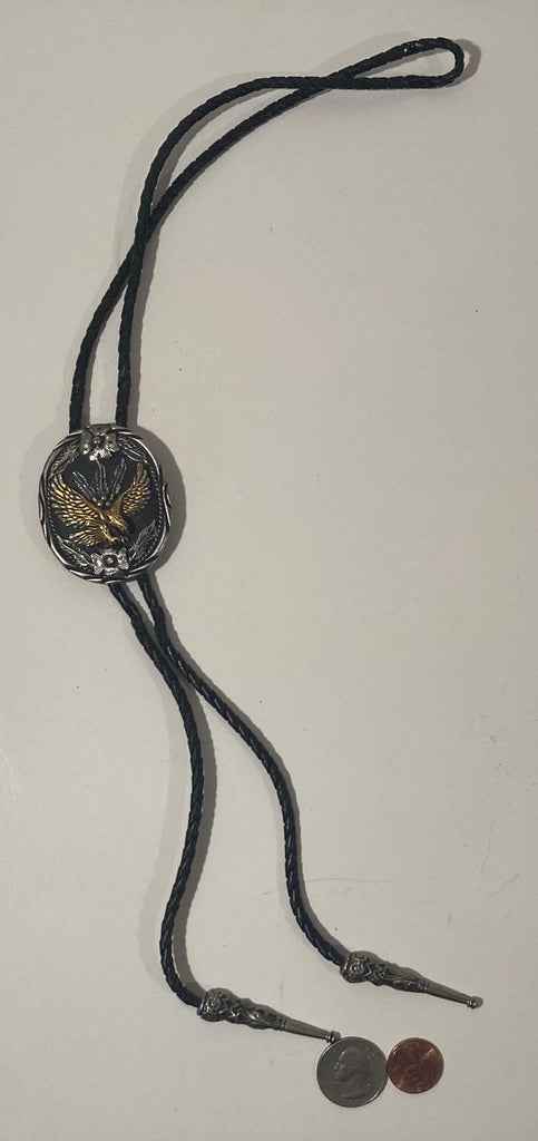 Vintage Metal Bolo Tie, Nice American Bald Eagle Design, Handcrafted, Nice Western Design, 2 1/4" x 1 3/4", Quality, Heavy Duty, Made in USA