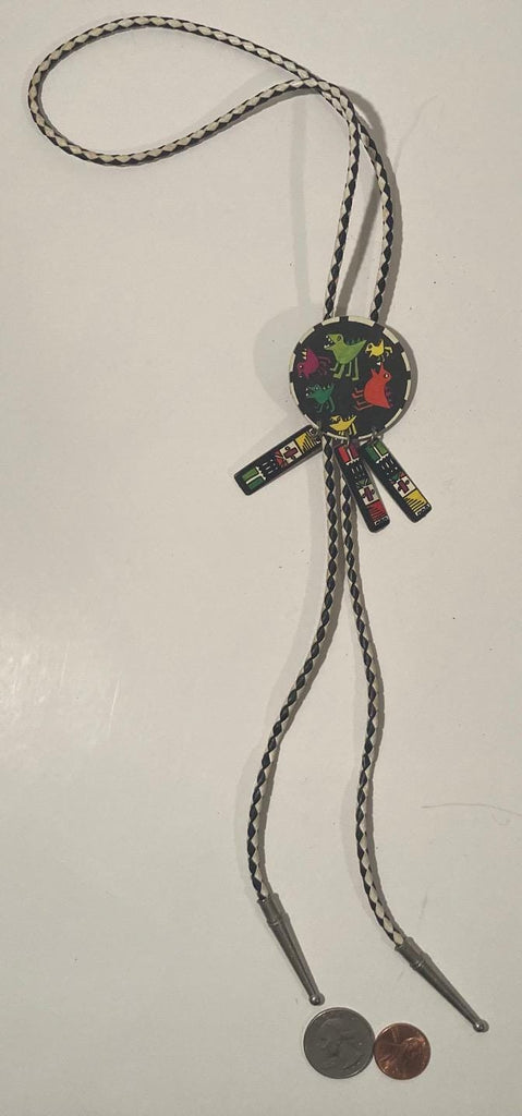 Vintage Metal Bolo Tie, Nice Dinosaur, Bird Design, Nice Western Design, 3 1/4" x 1 3/4", Quality, Heavy Duty, Made in USA, Country