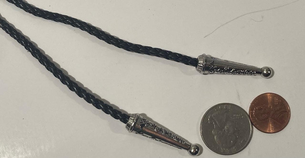 Vintage Metal Bolo Tie, Nice Black Onyx Stone Design, Nice Western Design, 1 3/4" x 1 1/4", Quality, Heavy Duty, Made in USA, Country