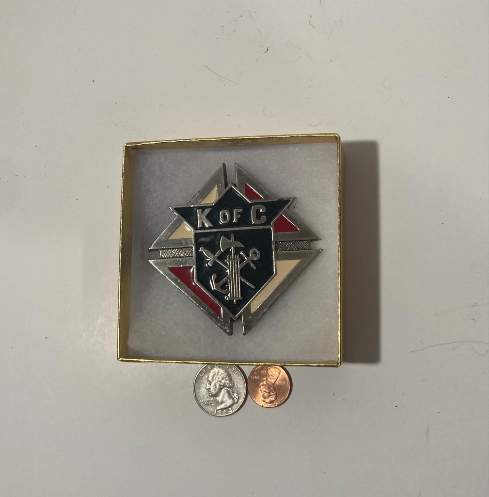 Vintage Metal Belt Buckle, Brass, K of C, Knights of Columbus, Mason, Lodge, Nice Western Style Design, 3" x 3", Heavy Duty