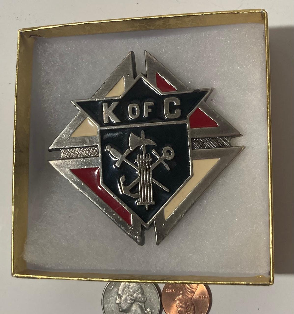 Vintage Metal Belt Buckle, Brass, K of C, Knights of Columbus, Mason, Lodge, Nice Western Style Design, 3" x 3", Heavy Duty