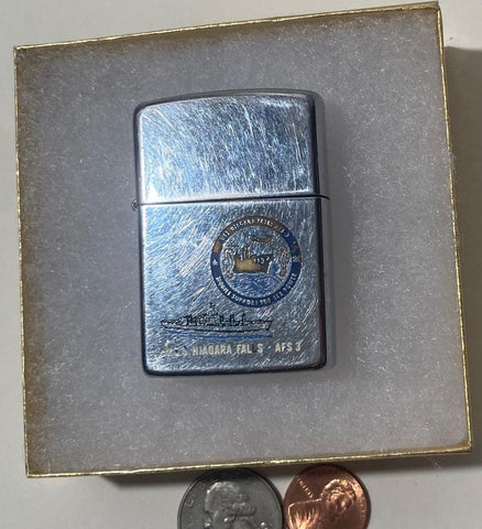 Vintage Metal Zippo Lighter, U.S.S. Niagara Falls AFS-3, Combat Stores Ship, The Lid Is Lose On This One, Navy, Command