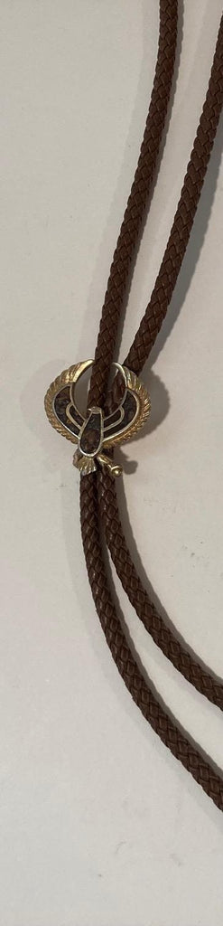 Vintage Metal Bolo Tie, Nice Brass Eagle, Nice Western Design, 1 1/2" x 1 1/2", Quality, Heavy Duty, Made in USA, Country & Western