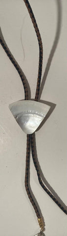 Vintage Metal Bolo Tie, Nice Abalone Design, Nice Western Design, 2" x 1 3/4", Quality, Heavy Duty, Made in USA, Country & Western, Cowboy