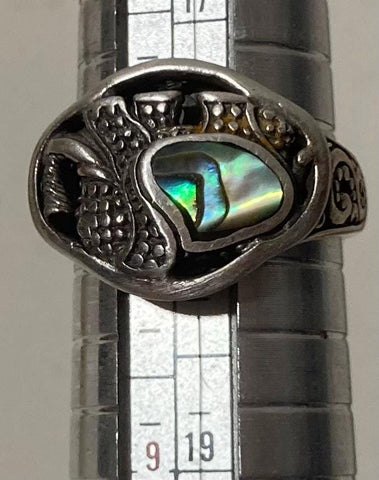 Vintage Sterling Silver Ring, Nice Abalone Design, Size 7 1/2, Nice Design, Quality, Jewelry, Accessory, Stamped 925, Clothing