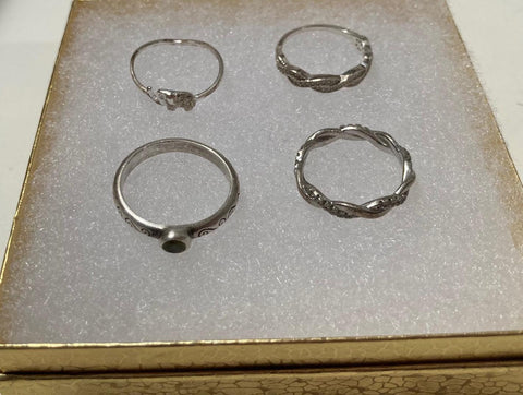 Vintage Lot of 4 Sterling Silver Rings, Assorted Sizes and Styles, Nice Designs, Quality, Jewelry, Accessory, Stamped 925