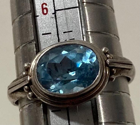 Vintage Sterling Silver Ring, Nice Baby Blue Stone Design, Size 7, Nice Design, Quality, Jewelry, Accessory, Stamped 925, Clothing