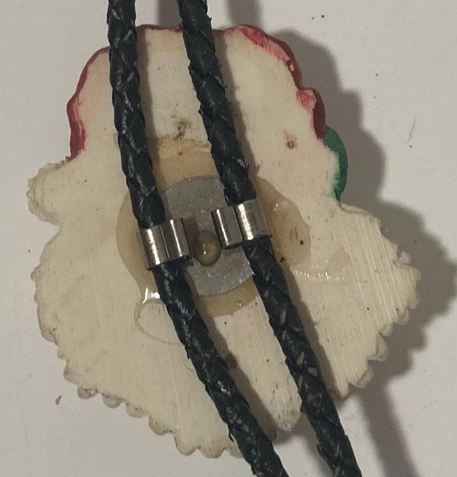 Vintage Metal Bolo Tie, Nice Santa Claus Face Design, Saint Nick, Christmas, Nice Western Design, 2 1/2" x 2", Quality