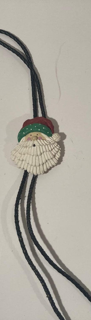 Vintage Metal Bolo Tie, Nice Santa Claus Face Design, Saint Nick, Christmas, Nice Western Design, 2 1/2" x 2", Quality