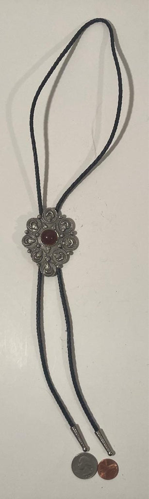 Vintage Metal Bolo Tie, Nice Dark Brown Stone Design, Nice Western Design, 2 3/4" x 2", Quality, Heavy Duty, Made in USA, Country