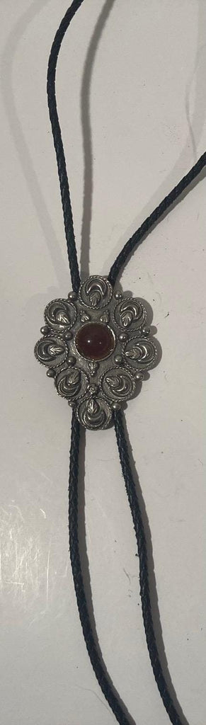 Vintage Metal Bolo Tie, Nice Dark Brown Stone Design, Nice Western Design, 2 3/4" x 2", Quality, Heavy Duty, Made in USA, Country