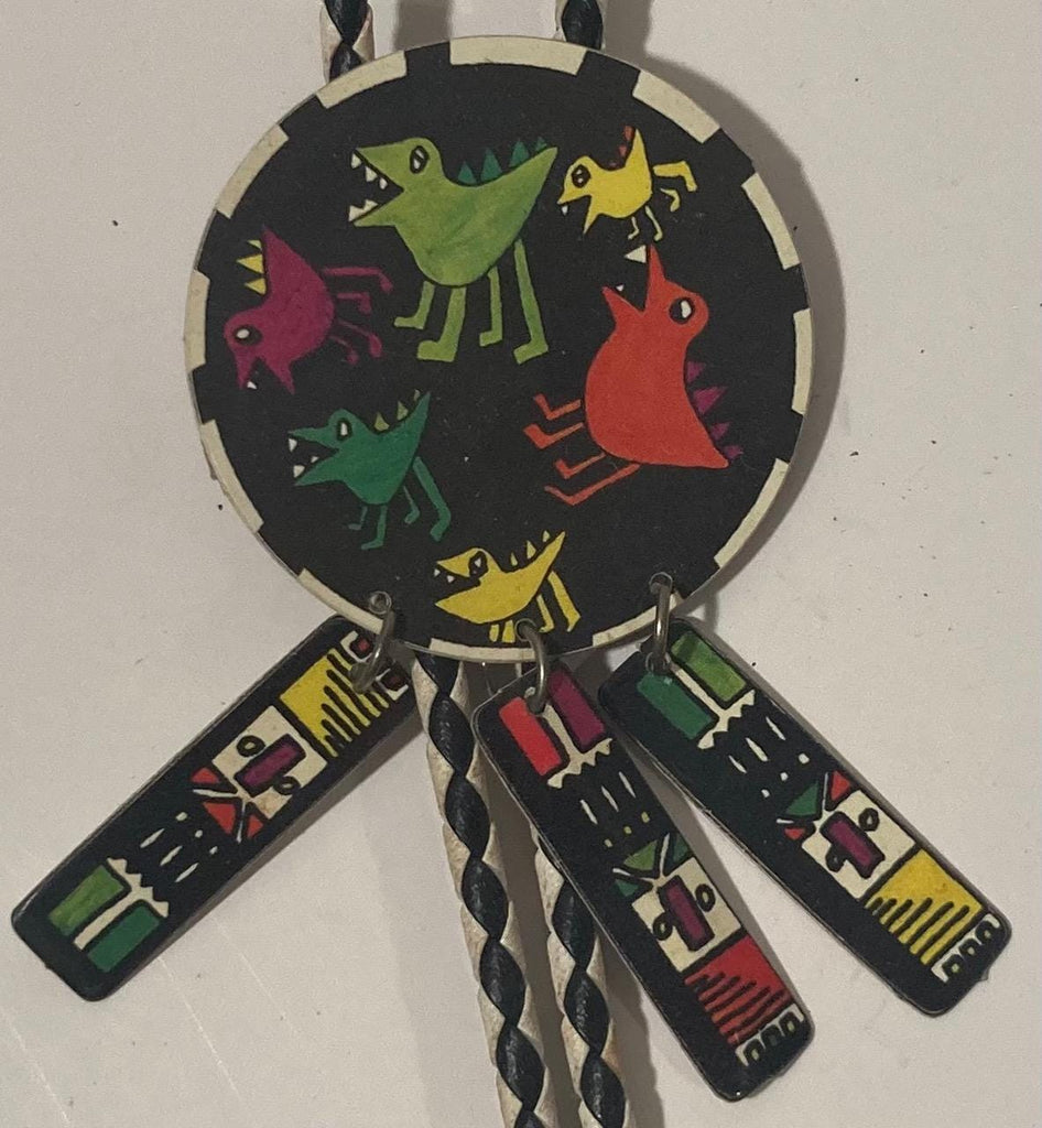 Vintage Metal Bolo Tie, Nice Dinosaur, Bird Design, Nice Western Design, 3 1/4" x 1 3/4", Quality, Heavy Duty, Made in USA, Country