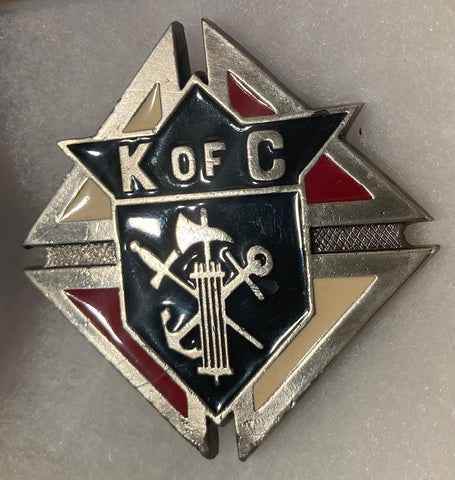 Vintage Metal Belt Buckle, Brass, K of C, Knights of Columbus, Mason, Lodge, Nice Western Style Design, 3" x 3", Heavy Duty